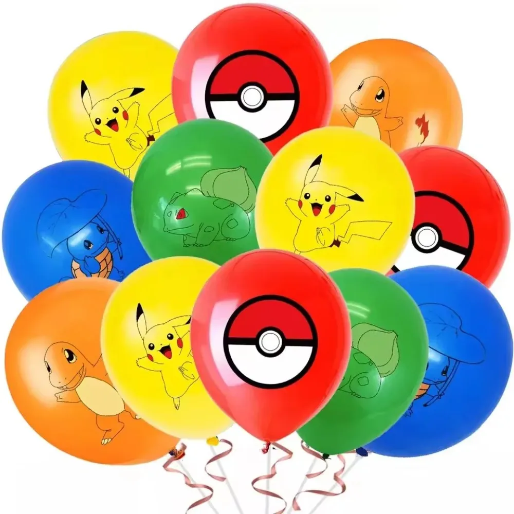 Event Party - ลูกโป่งยางพิมพ์ลายโปเกมอน 10 ชิ้น ลวดลายการ์ตูนน่ารัก อุปกรณ์สำหรับงานวันเกิด ของชำร่วยงานปาร์ตี้สำหรับเด็ก