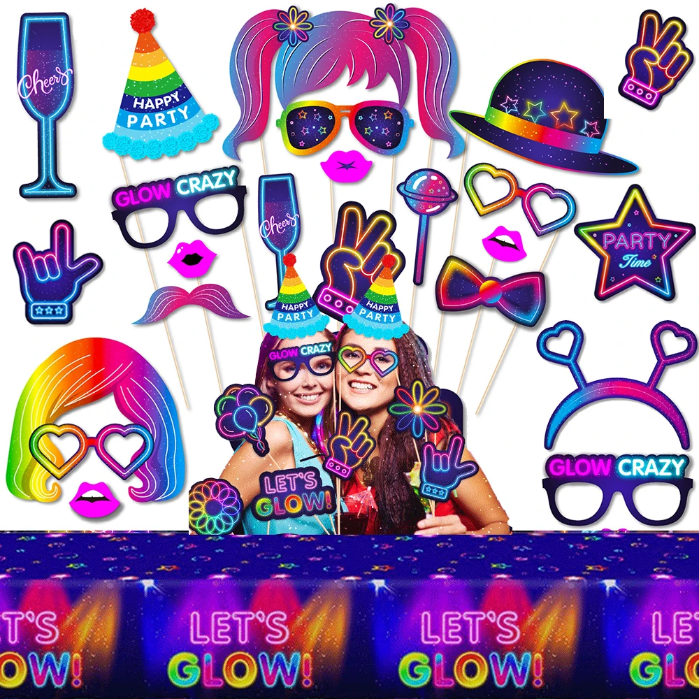 Let'S Party Event Supply - ผ้าปูโต๊ะแบบใช้แล้วทิ้งสำหรับนีออนเรืองแสงงานปาร์ตี้ดิสโก้งานแต่งงานอุปกรณ์ตกแต่งตลกสีสันสดใส