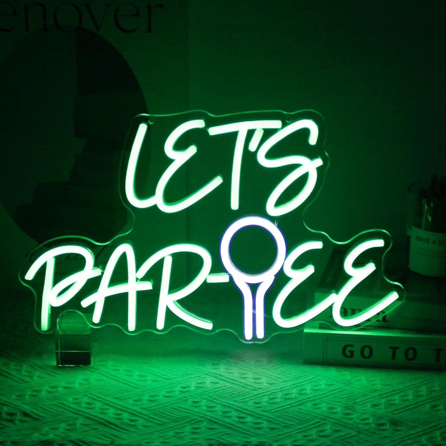 Neon Sign Party - ป้ายไฟนีออน Let's Par Tee รูปทรงลูกกอล์ฟ ไฟนีออน