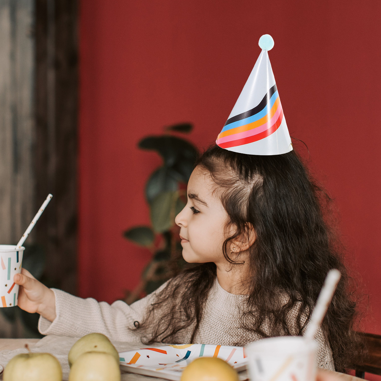 Party Hat Cone - หมวกวันเกิดทรงกรวยกระดาษ 3 ชิ้น ตกแต่งด้วยฟอยล์สีทอง สำหรับงานเลี้ยงวันเกิดครั้งแรก ของตกแต่งงานเลี้ยง