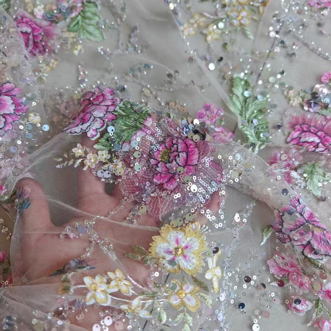 Glitter Tablecloth - ผ้าลูกไม้ปักลายหรูหรา กว้าง 1 เมตร 120 ซม.