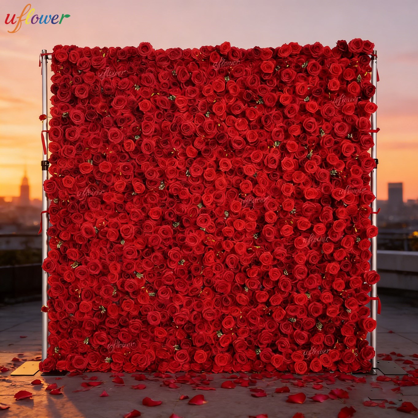 ผนังดอกกุหลาบแดงประดิษฐ์ Uflow - Flower Wall Panel บทวิจารณ์และราคา